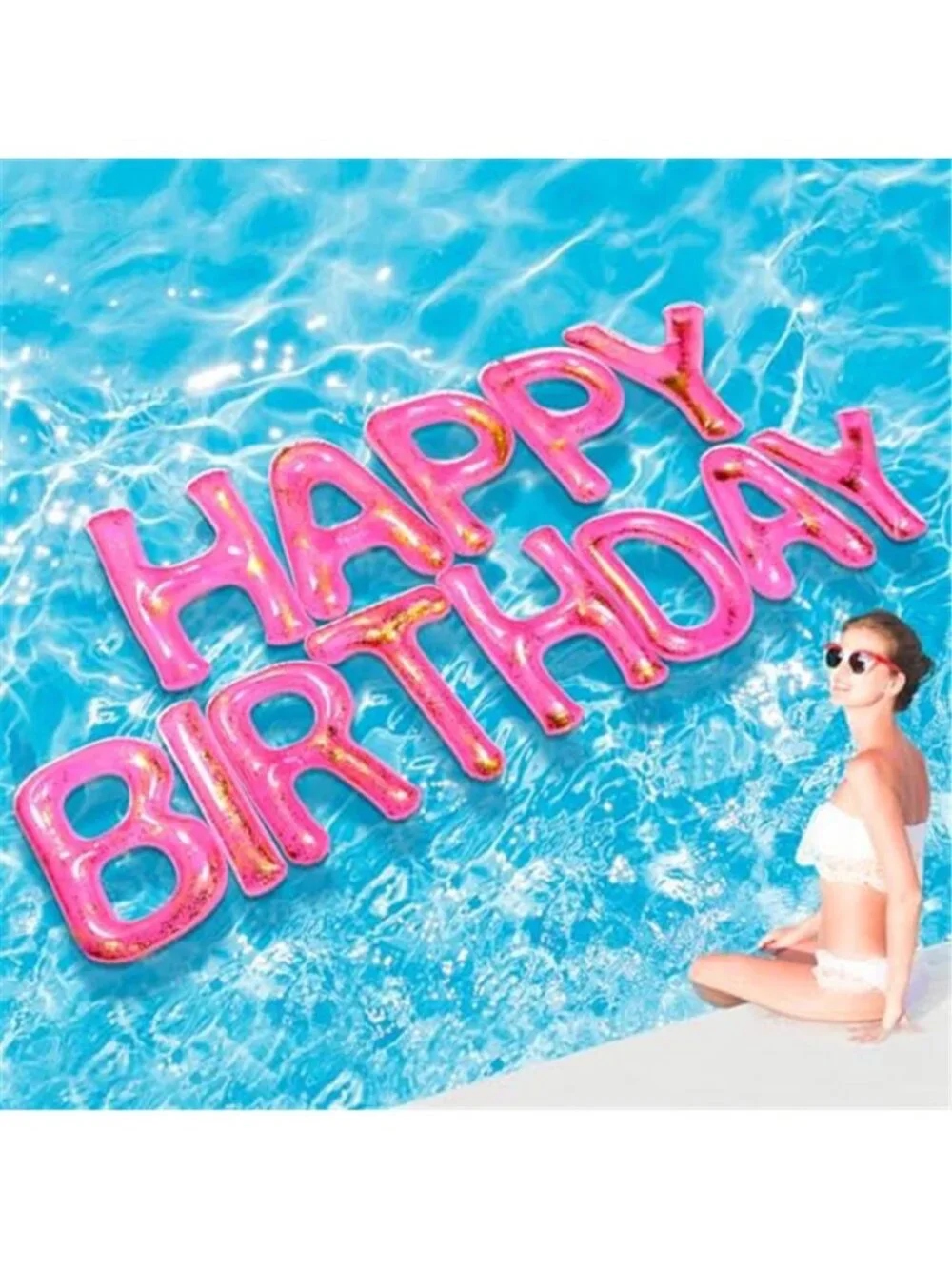 Happy Birthday Pool Float Letters Glitter Inflatable Party Decorations 13 Pack